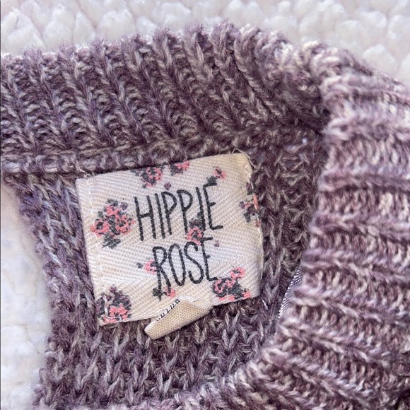 Hippie Rose Purple Crew Neck Sweater with Ribbed Knit - Picture 2 of 6